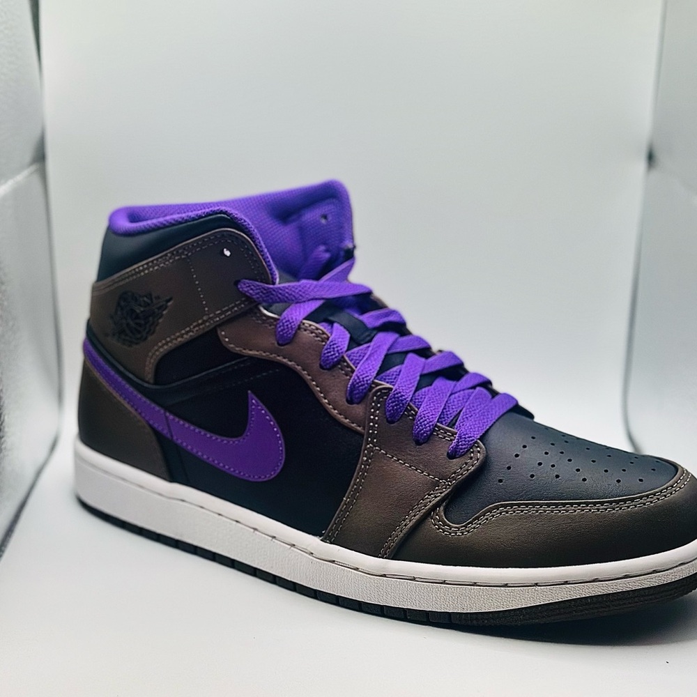 Nike High-Top Sneakers in Black and Brown with Purple Accents